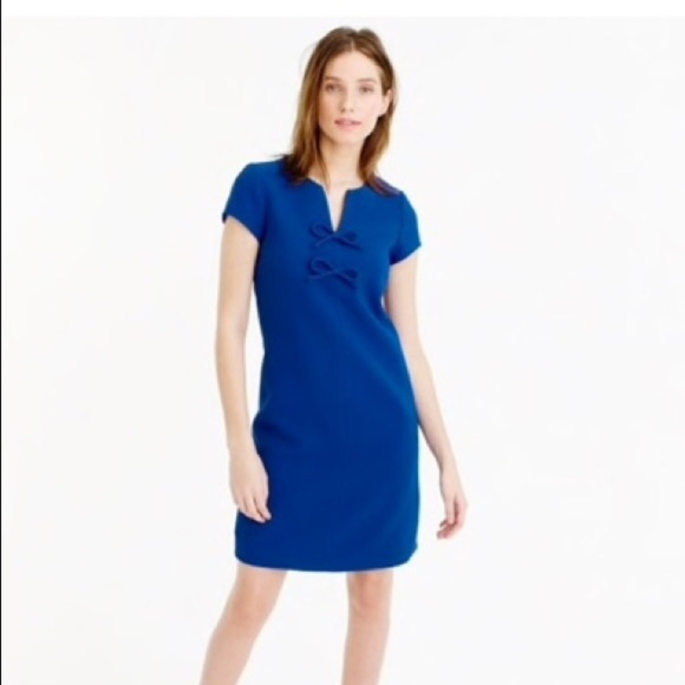J Crew royal blue mod mini dress with bow details